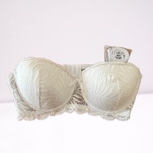 NWT Adrienne Vittadini Studio Everyday White Bra Lace Underwire, Sz 34C